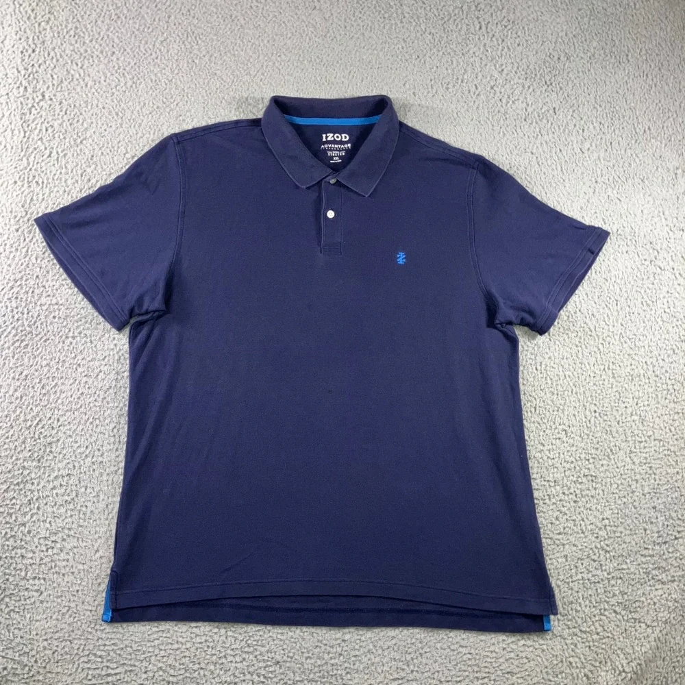 IZOD Advantage Performance Polo Shirt Men XXL Navy Blue Short‎ Sleeve Stretch